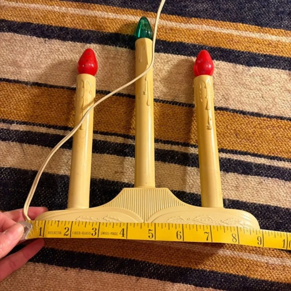 Vintage Christmas 3‎ Light Electric Candelabra Plastic Window Candle UNTESTED